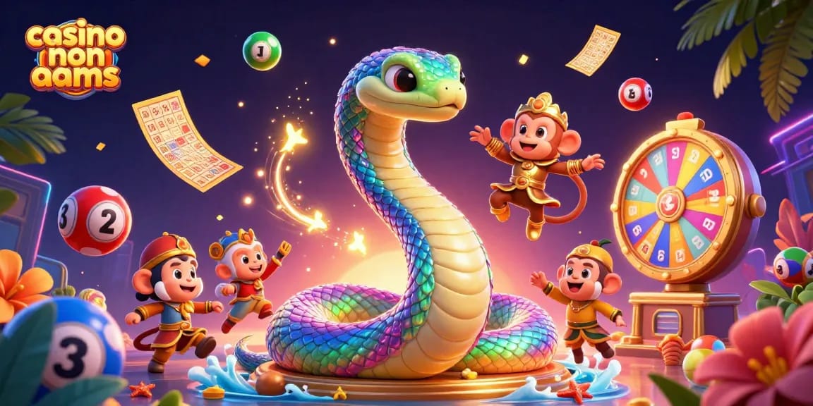 Il casino non aams promuove l'eccitazione con un'illustrazione 3D vivace di elementi di gioco.