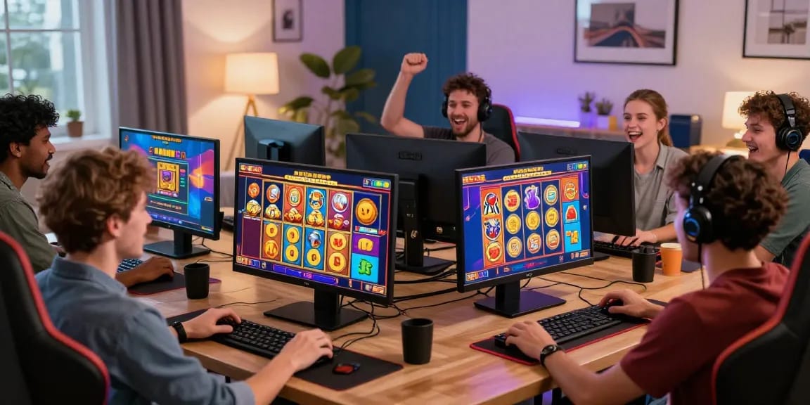 Slot deposit 5000 online gaming experience with players enjoying vibrant games.