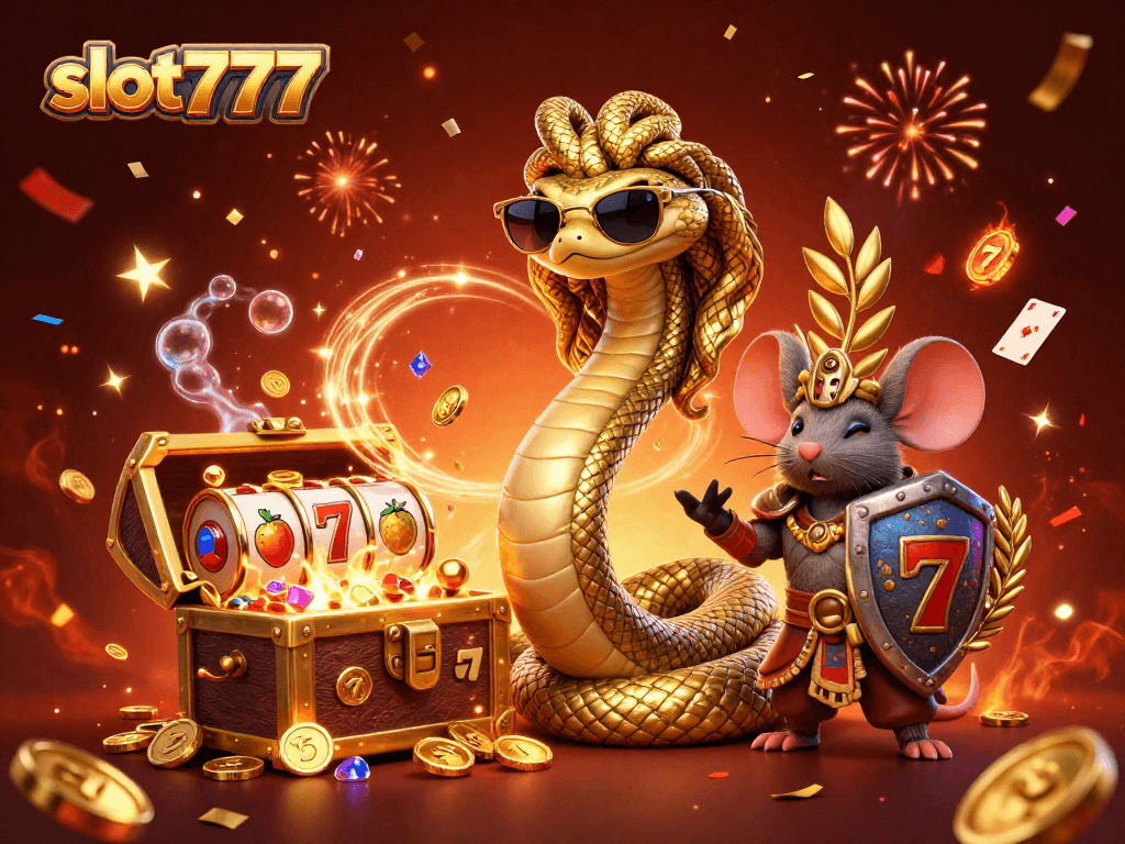 Experience the thrill of slot777 with exciting slot reels, fruit symbols, and jackpot counters in a colorful 3D illustration.
