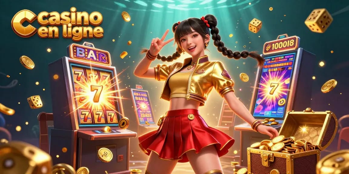 Découvrez l'excitation vibrante des casinos en ligne avec une illustration époustouflante de jackpots et de jeux.
