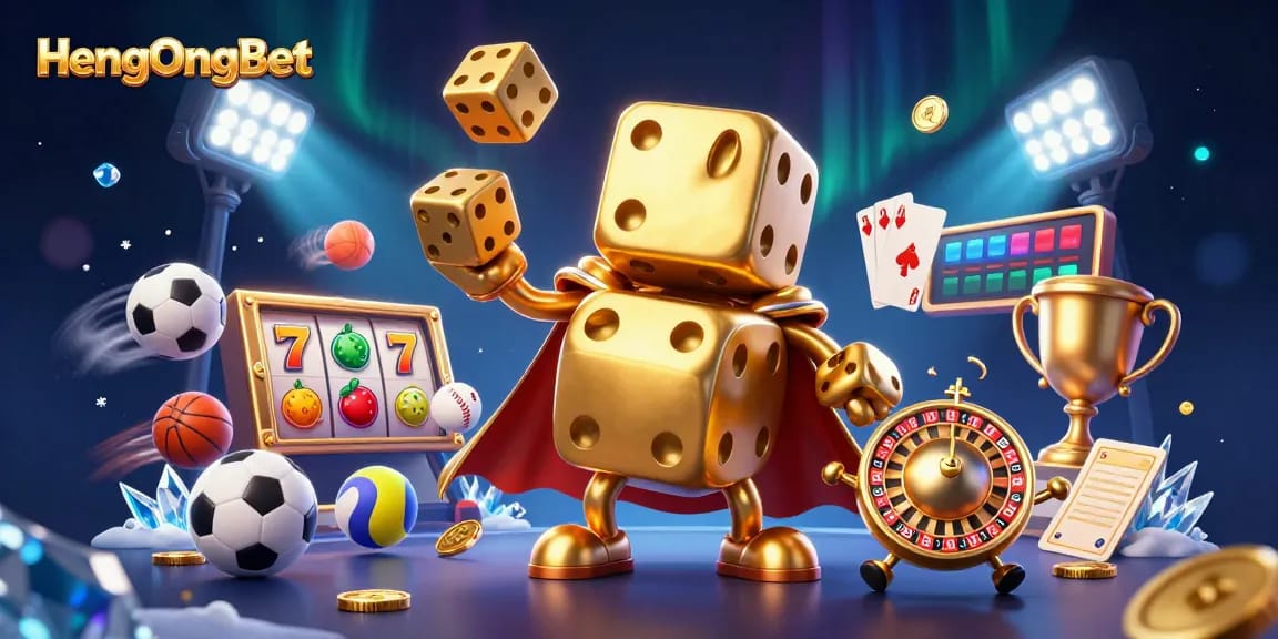 Experience thrilling gameplay with HengOngBet's vibrant slots and sports elements in a captivating 3D scene.