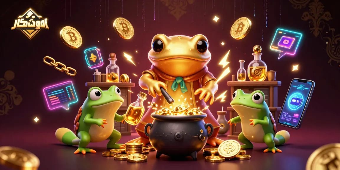 Experience thrilling gaming with هوشمندکار, featuring golden salamanders and vibrant cryptocurrency elements.
