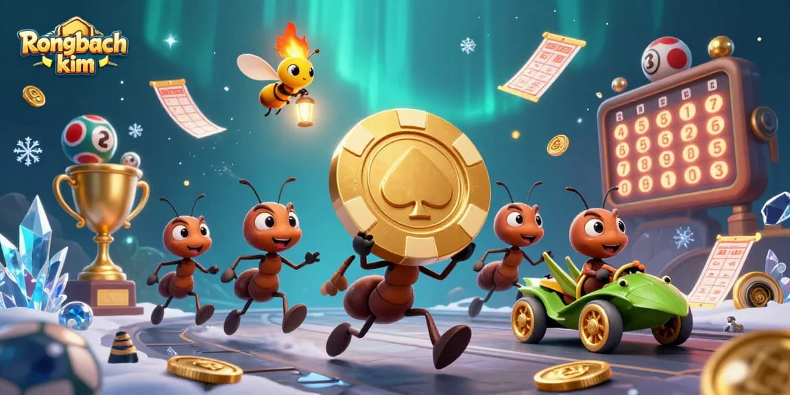 Enhance your winning strategy with Rongbach kim in this vibrant gambling illustration featuring ants and lottery elements.