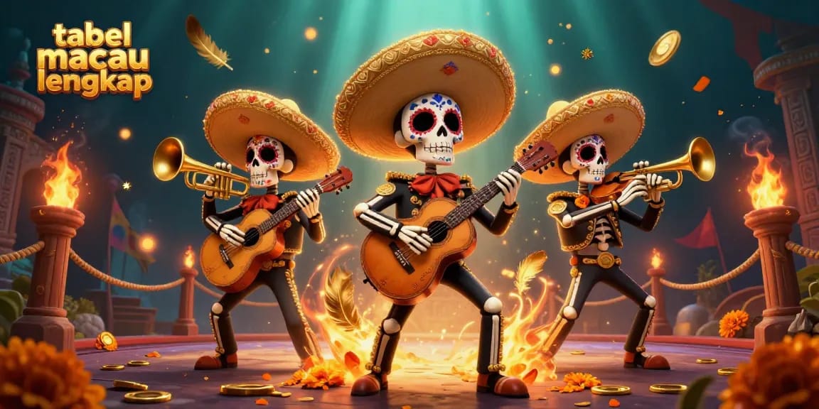 Engage with the exciting tabel macau lengkap amidst a vibrant 3D mariachi scene full of casino elements.