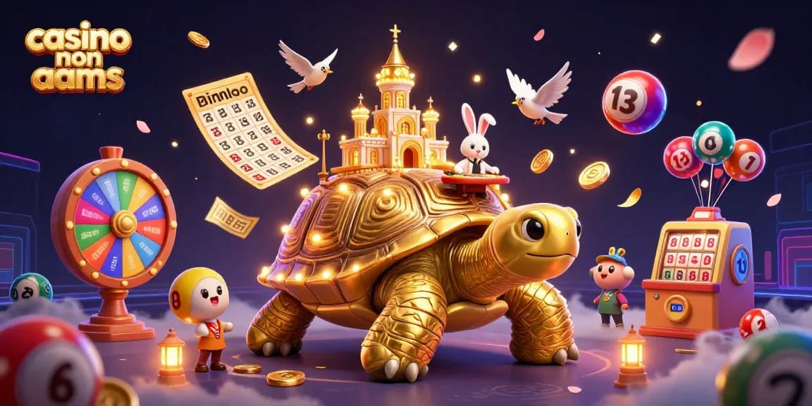 Vincere nei casino non AAMS con un vivace dealer coniglio e uno sfondo di tartaruga dorata.