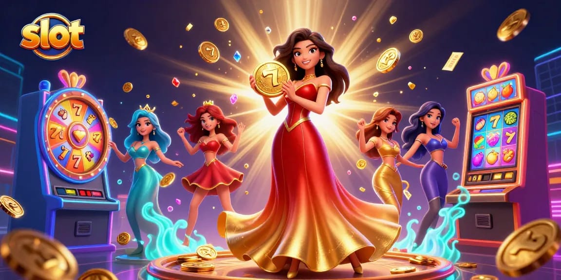 Spin the slot reels with golden coins raining down, showcasing a vibrant casino atmosphere.