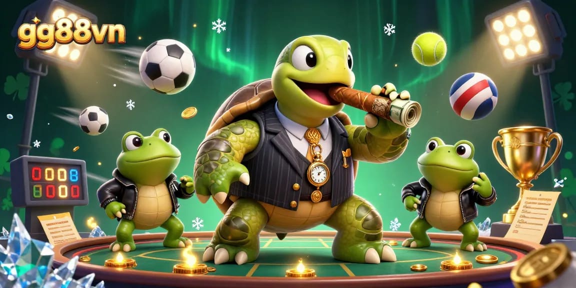 Immerse in the action at gg88vn with a vibrant 3D cartoon illustration of casino characters and dynamic gaming elements.