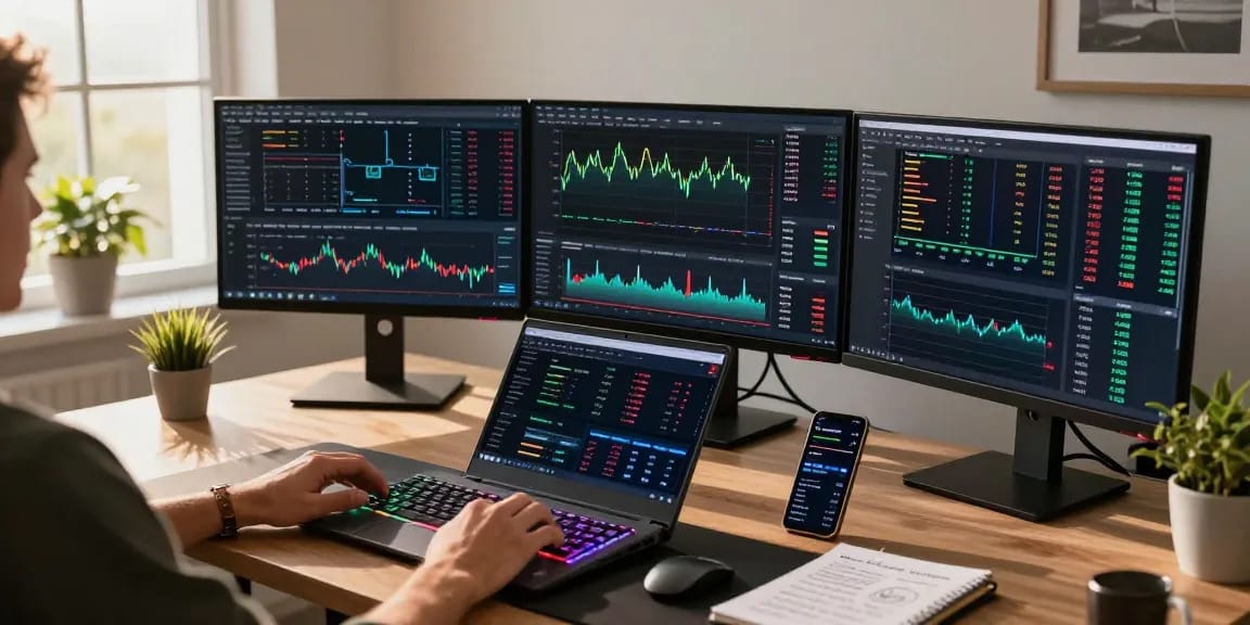 Funexchange trading workspace with live cryptocurrency charts and a digital wallet for secure transactions.