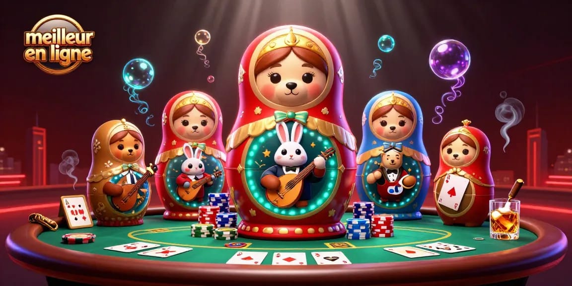 Vivez l'excitation du meilleur casino en ligne avec une illustration 3D vibrante présentant une scène unique sur le thème du casino.