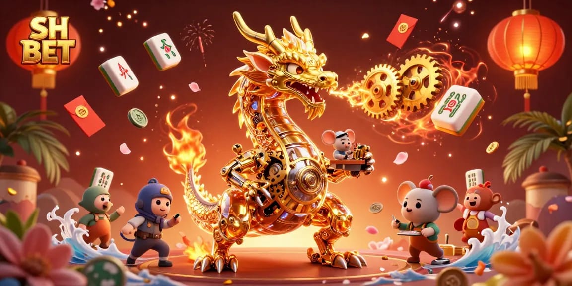 Engage with SH BET through an epic illustration featuring a golden dragon and casino elements.