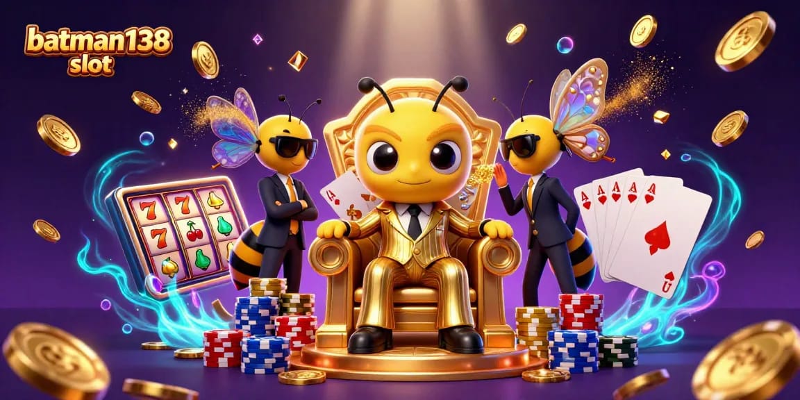 Experience the excitement of batman138 slot with a vivid 3D casino illustration featuring dynamic gameplay.