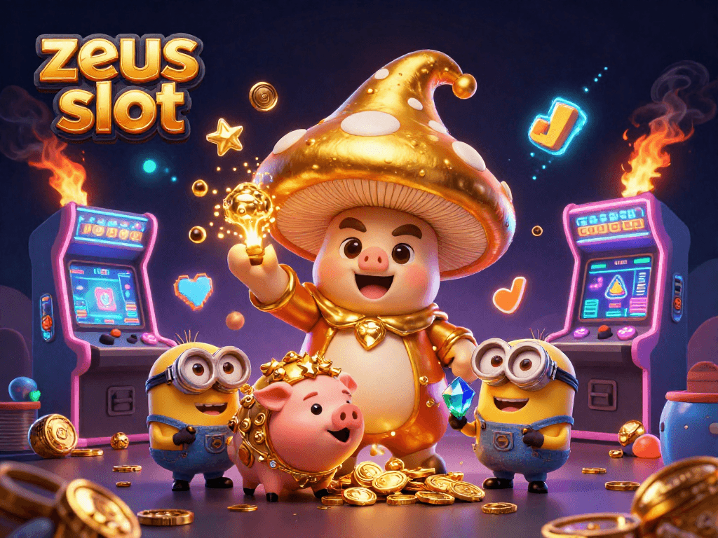 Play zeus slot with vibrant golden wizard and glowing game elements in an immersive casino scene