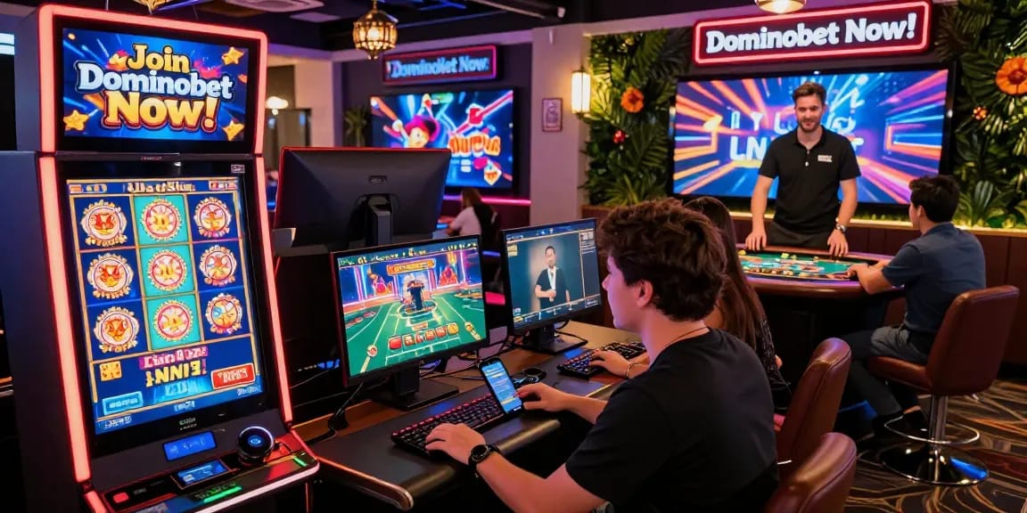 Exciting gaming atmosphere illustrating players immersed in Dominobet for daily entertainment.