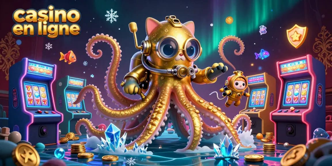 Jouez à des jeux passionnants au casino en ligne avec des machines à sous et un kraken doré.