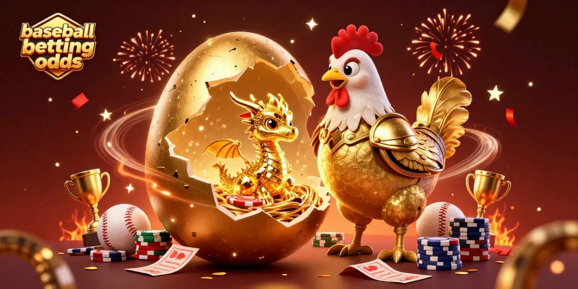 Bet on baseball betting odds with a stunning dragon illustration amidst vibrant sports symbols.