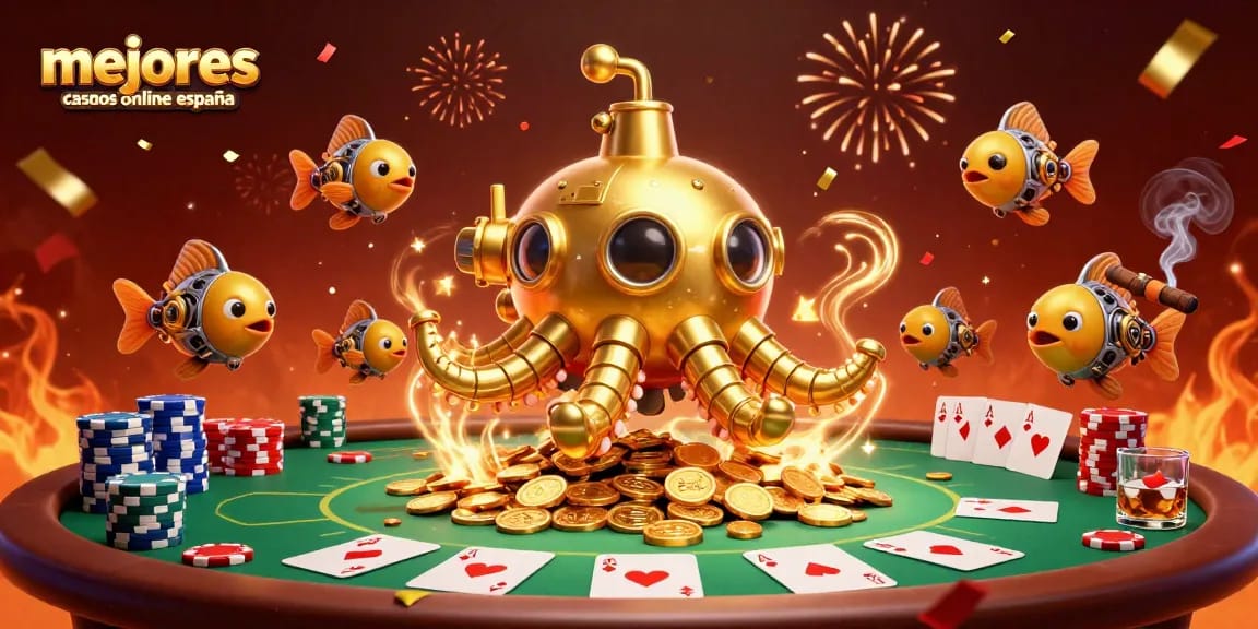Conoce los mejores casinos online España a través de una escena vibrante con elementos de juego y una atmósfera rica en detalles.
