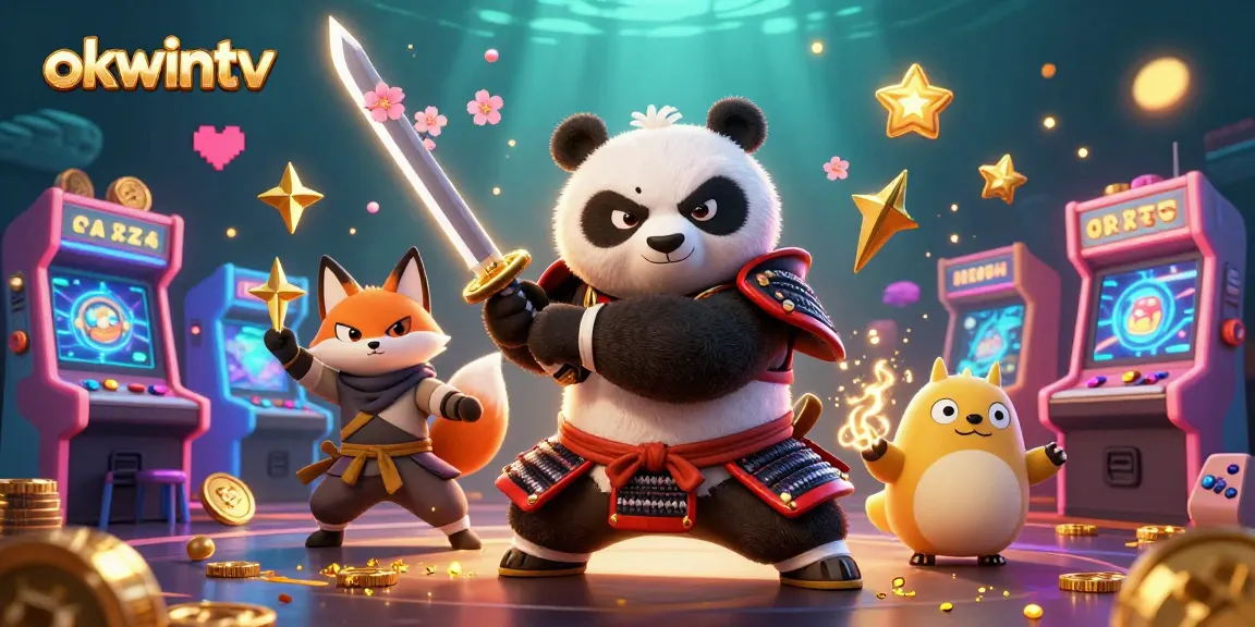Engage with the vibrant okwintv gaming scene featuring samurai and ninja characters in a dynamic casino-themed world.