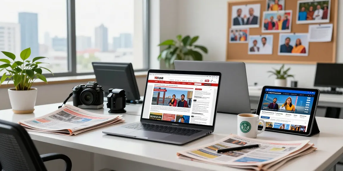 Explore the latest updates from https://www.theindaily.com in a vibrant newsroom setting capturing Indian news and culture.