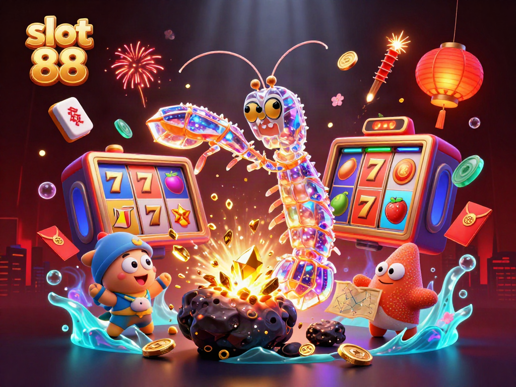Experience the excitement of slot 88 as a gallant samurai mantis shrimp battles for gems and riches.