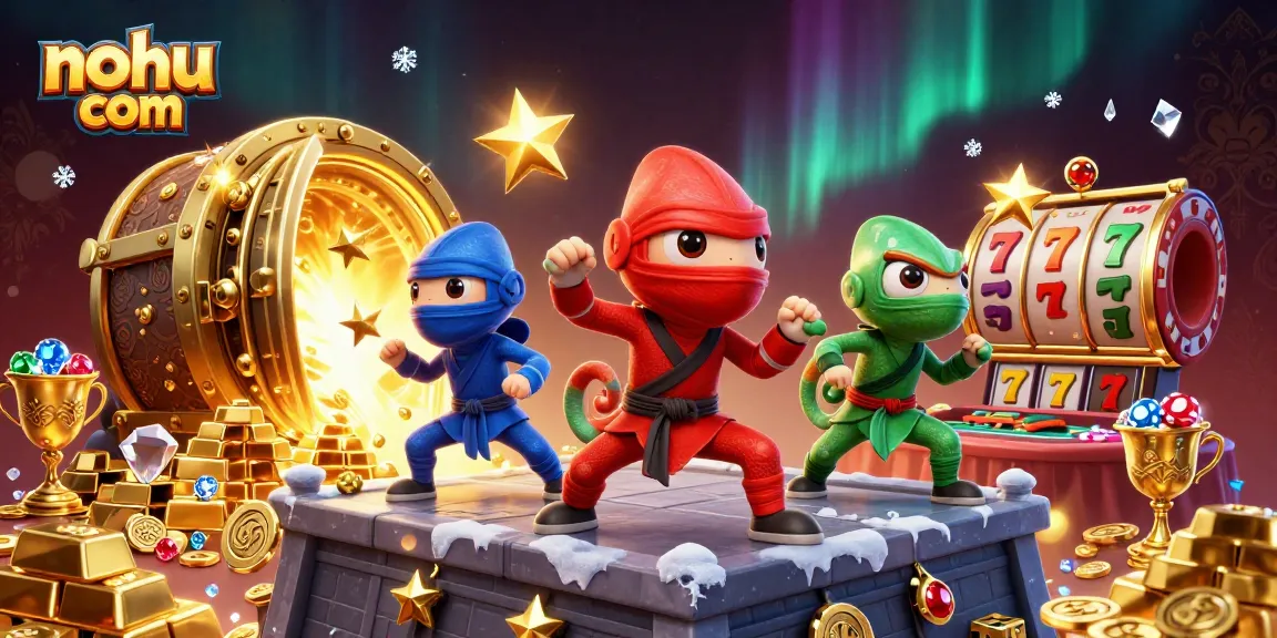 Engage with nohu com through dynamic slots and poker elements in a captivating ninja chameleon scene.