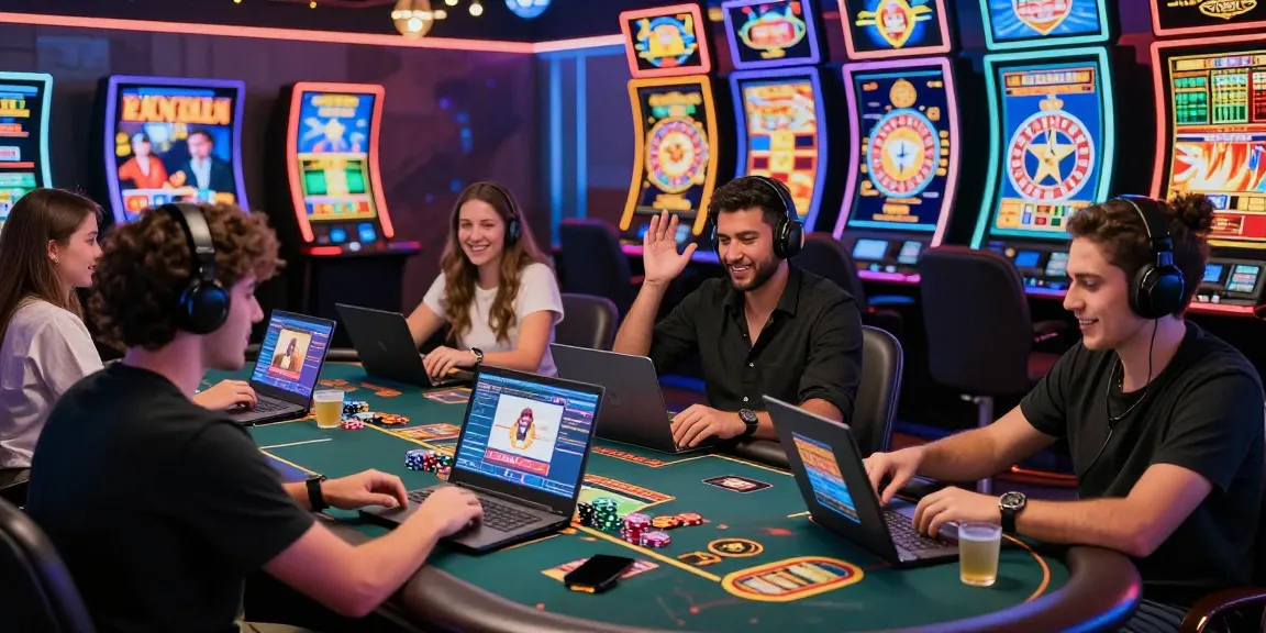 Excited players engaging in online gaming during Lemacau Login session in a vibrant casino atmosphere.