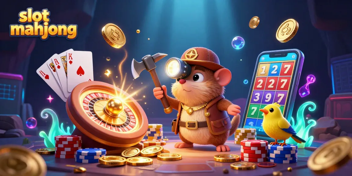 Engage with the vibrant slot mahjong scene showcasing gold coins and poker chips in action.