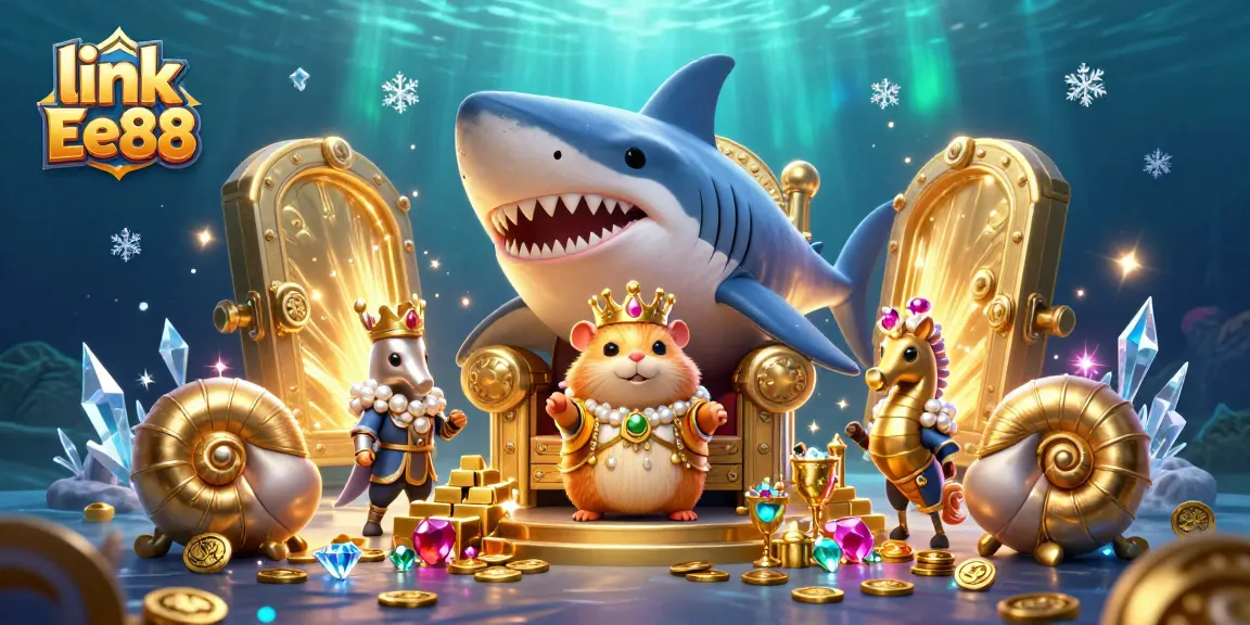 Experience thrilling wins at link Ee88 with a golden hamster king in a vibrant casino treasure scene.