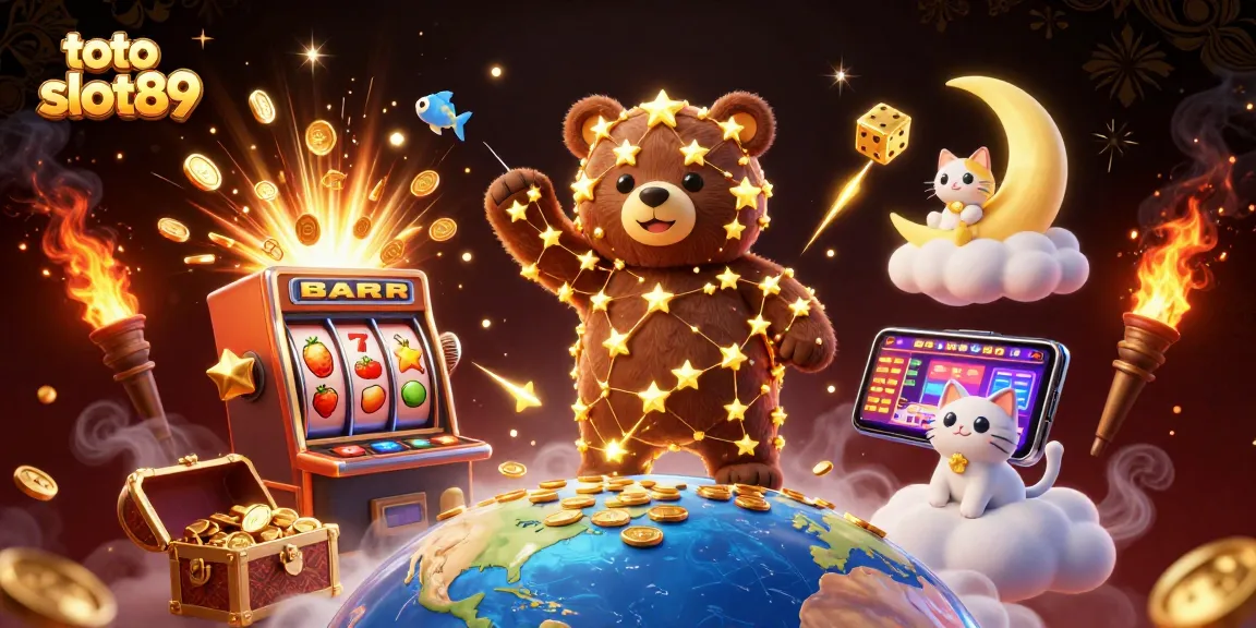 Experience thrilling jackpots with toto slot89 in a vibrant 3D casino scene filled with excitement.
