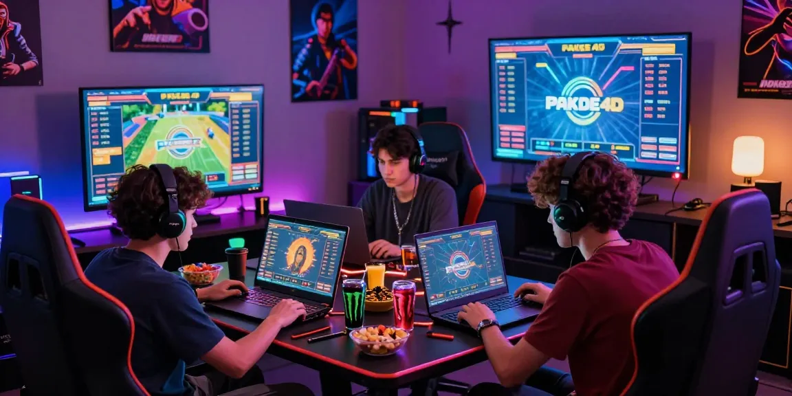 Friends engaging in an immersive gaming experience with PAKDE4D, showcasing excitement and modern gaming culture.