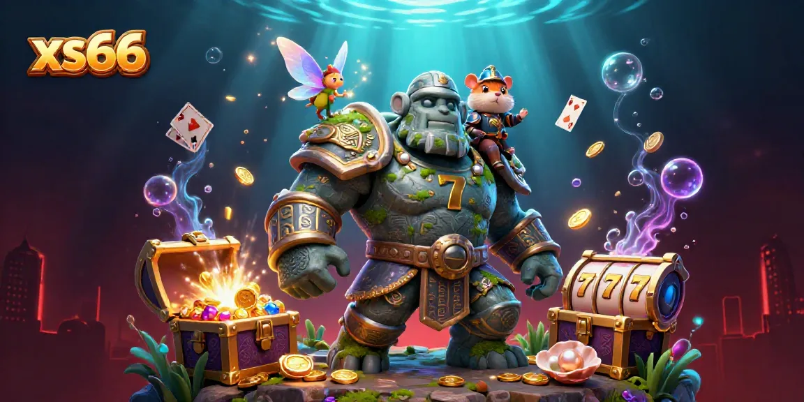 Engage with the exciting world of xs66 through this vibrant 3D illustration featuring magical characters and casino elements.