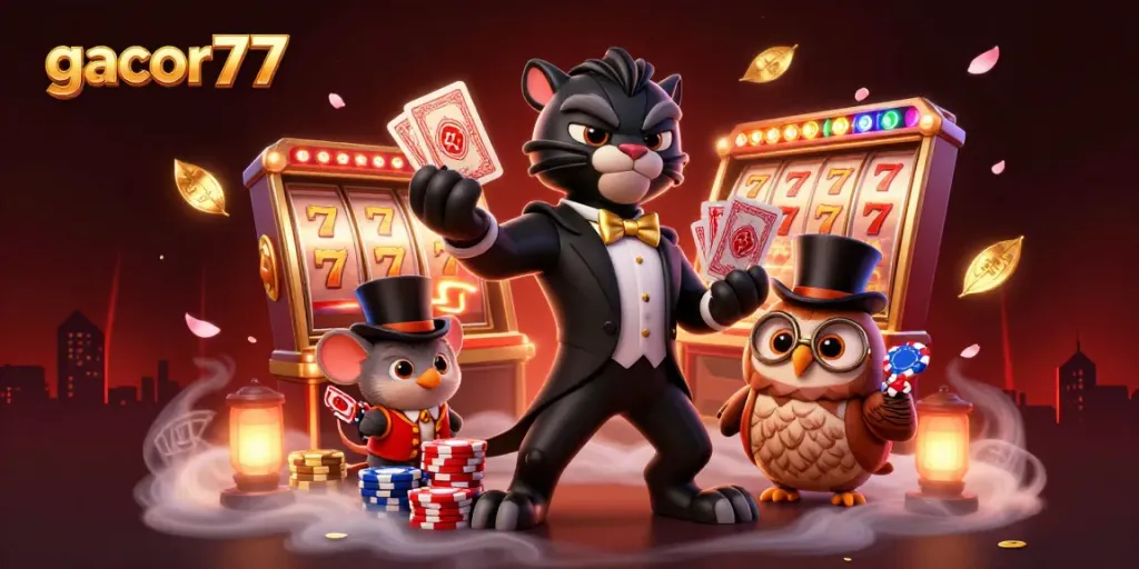 Gacor77 menunjukkan keberuntungan dengan panther elegan dan teman-temannya di kasino online.