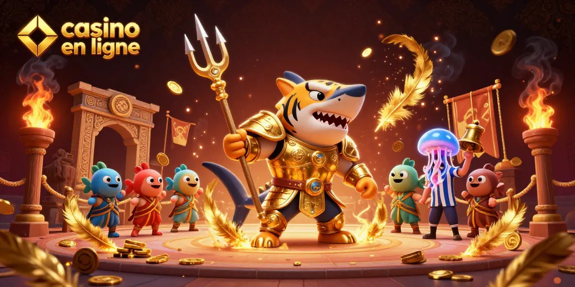 Profitez de l'expérience captivante des jeux de casino en ligne avec un tigre requin en armure dorée.