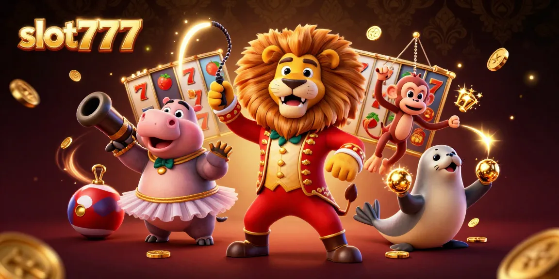 Spin the reels with slot777 in this vibrant 3D casino scene featuring animated characters and winning symbols.