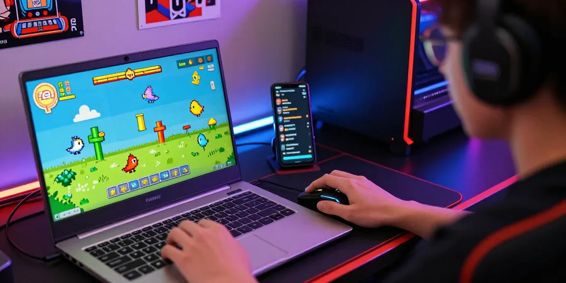 Engaged player competing in the Tappy Bird game with colorful graphics and modern gaming gear, showcasing dynamic gaming atmosphere.