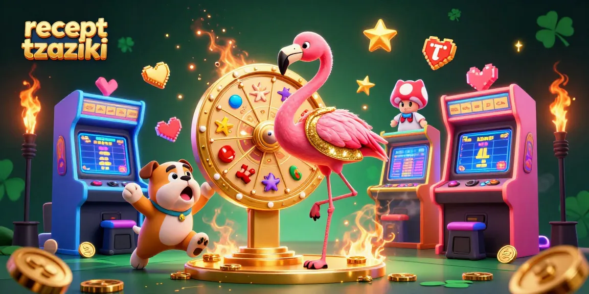 Spin the giant prize wheel for delicious recept tzaziki at the energetic casino game show.