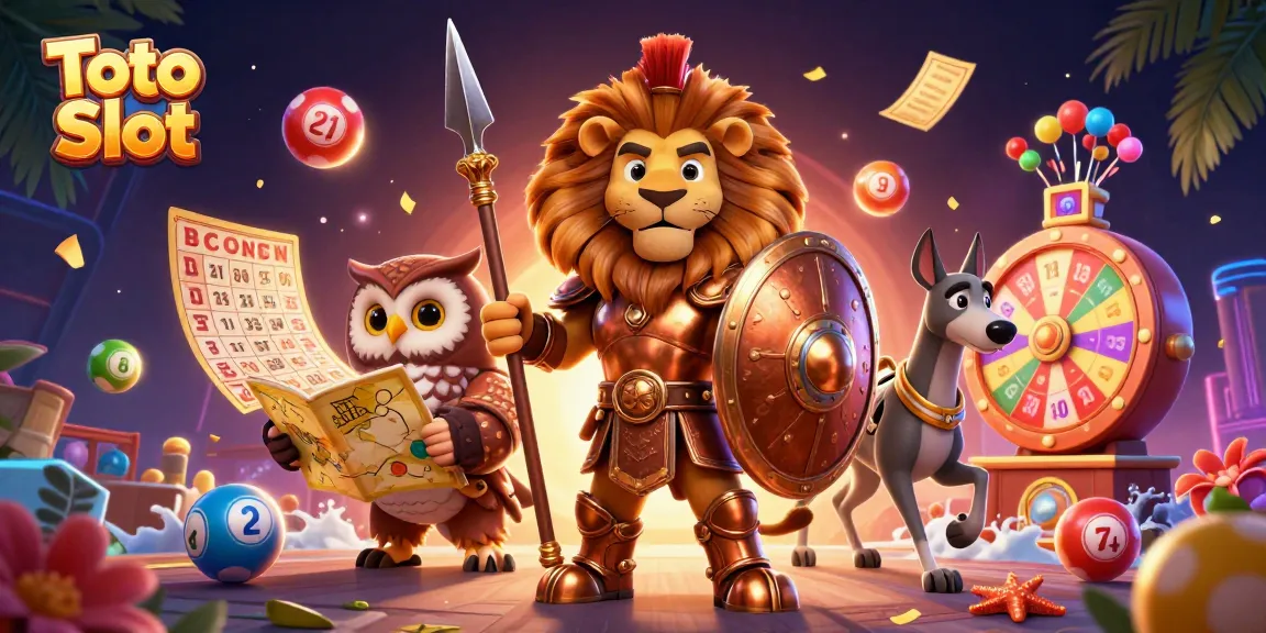 Toto Slot berdesing dinamis dengan karakter mengesankan yang menggambarkan keseruan permainan slot.
