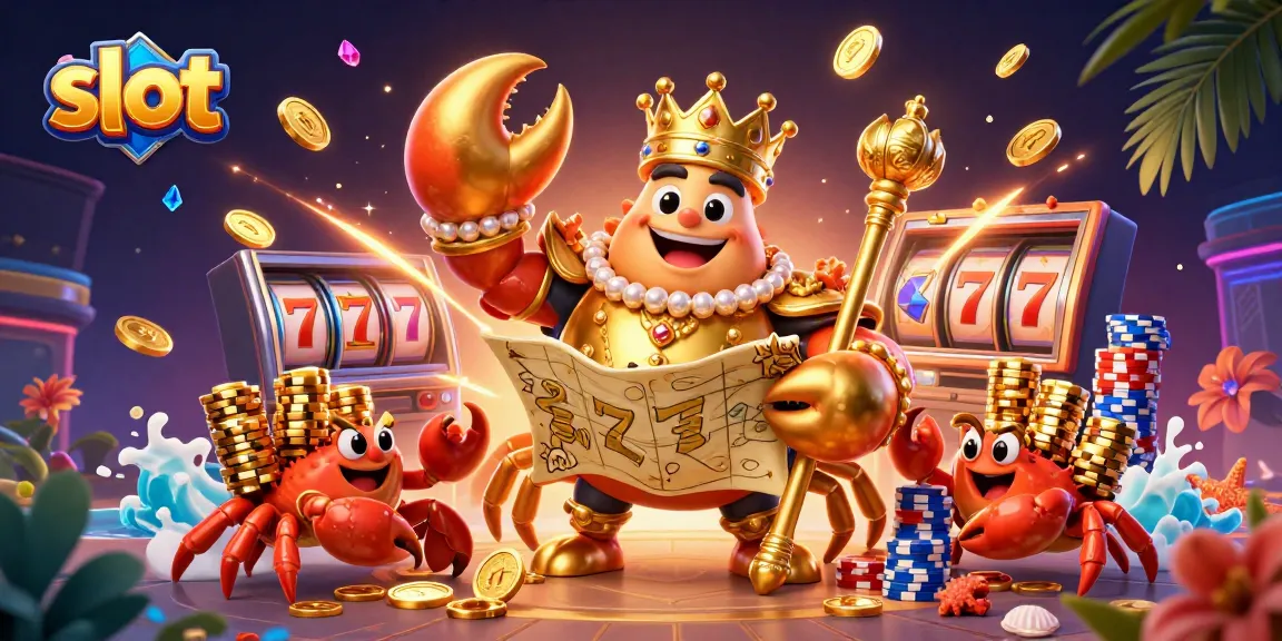 Menyemarakkan judi slot dengan kepiting emas raksasa, chip emas dan mesin slot beruntung seputar lautan kasino.