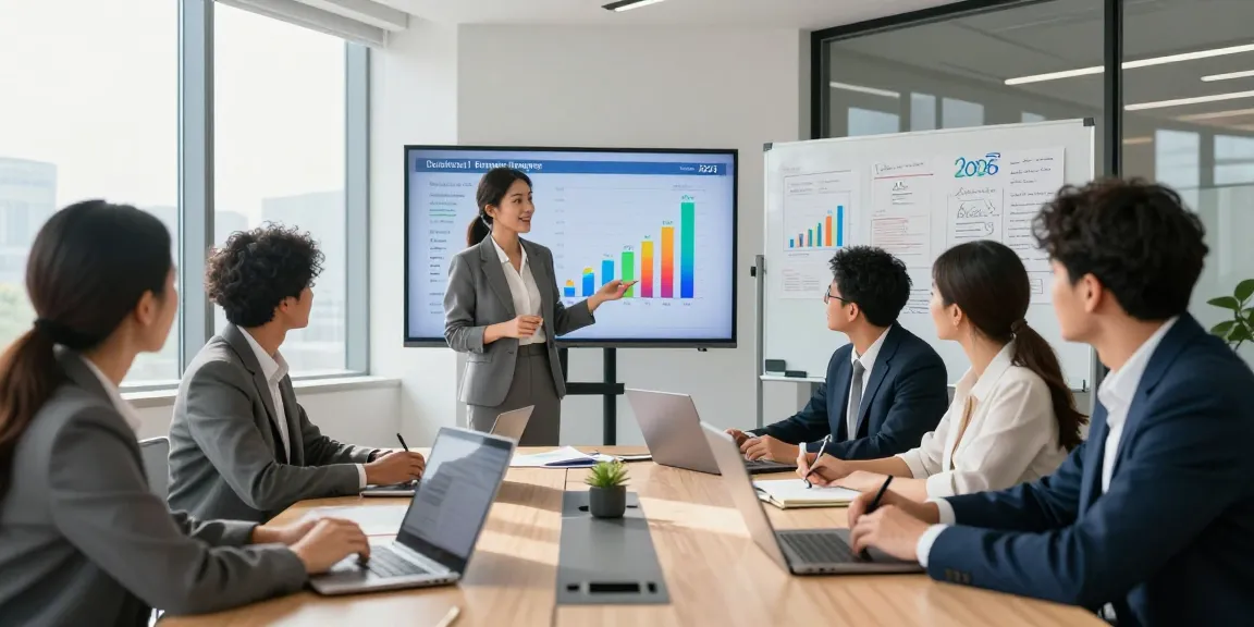 Team collaborating on business energy rates analysis in a modern office setting, showcasing professional teamwork and engagement.