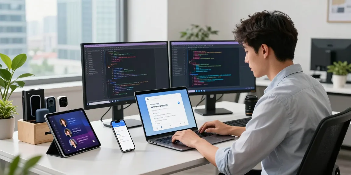Engaging workspace featuring a professional using 纸飞机中文版 on a laptop, showcasing a modern office environment.