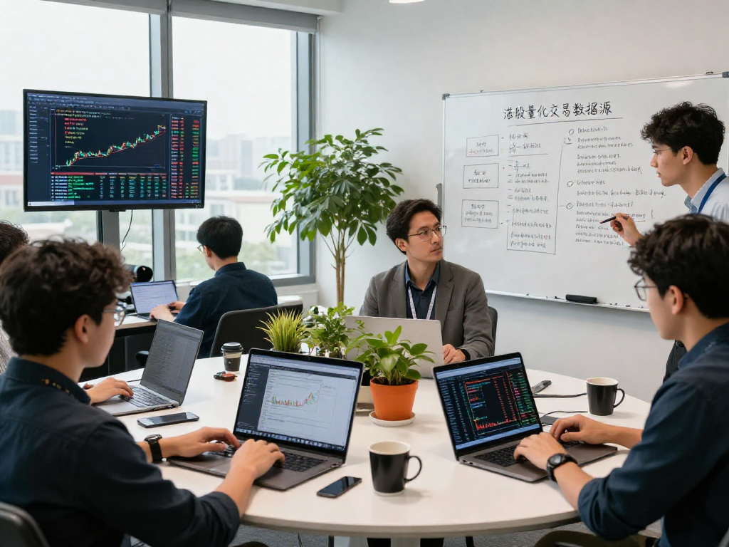 开发人员使用港股量化交易数据源进行实时市场数据分析的合作场景。
