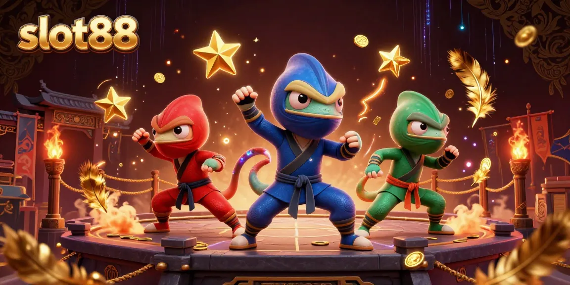 Menangkan jackpot di slot88 dengan permainan seru yang menampilkan tim ninja berwarna.