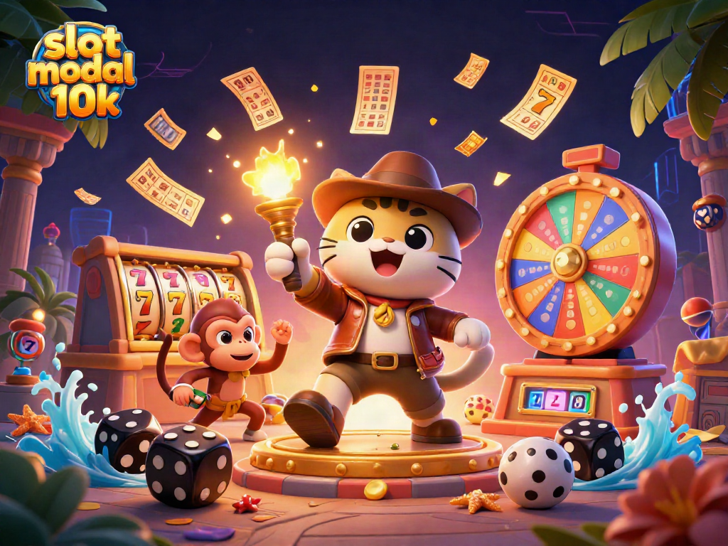 Experience thrilling gameplay with slot modal 10k, featuring an archaeologist cat amidst dynamic casino elements