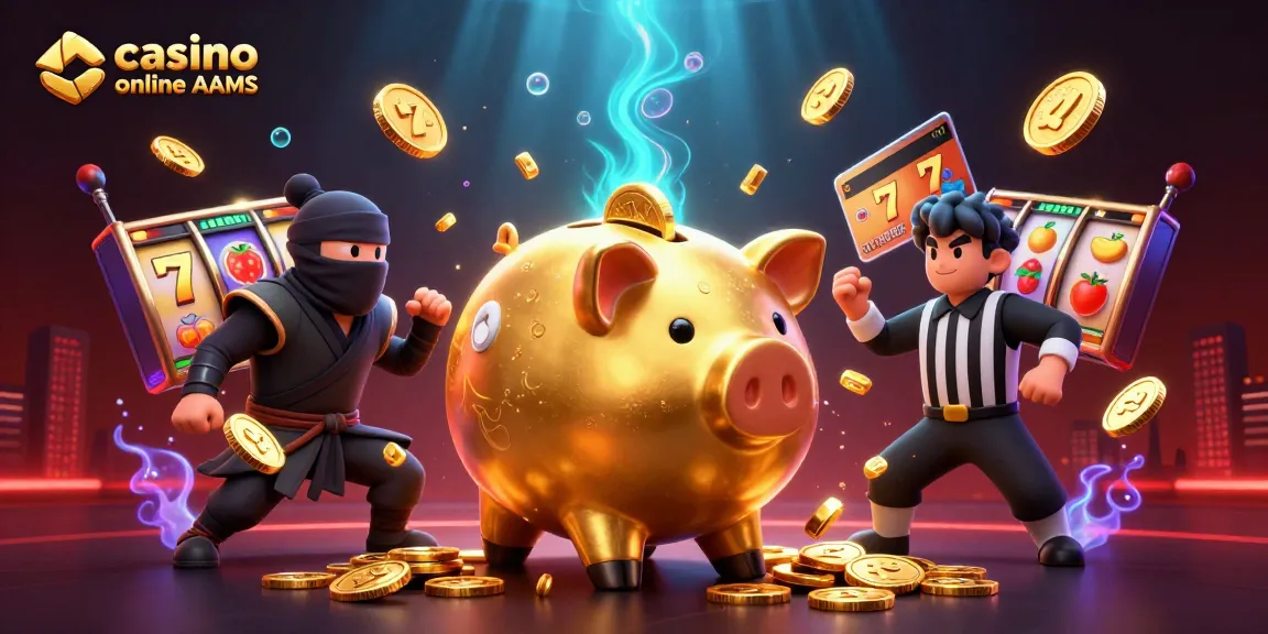 Il sumo piggy bank d'oro interagisce in un casinò online non AAMS con giochi e premi.