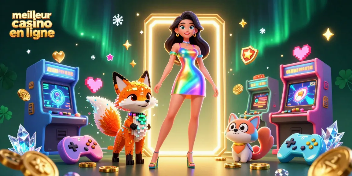 Vivez l'excitation du meilleur casino en ligne avec des personnages 3D vibrants et des éléments de casino.