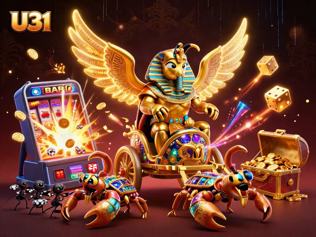 Play and win at U31 with a vibrant casino scene showcasing exciting slot machines and games.
