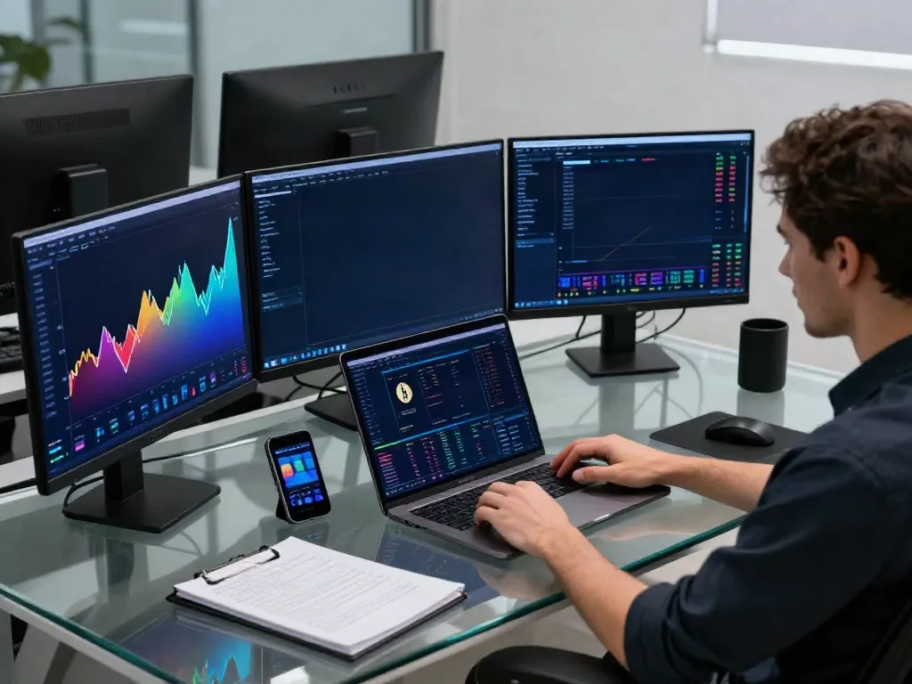Futures API visualization for real-time trading in a secure digital environment.