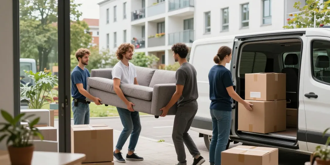 Efficient Wohnungsentrümpelung Berlin service team loading furniture into a van.
