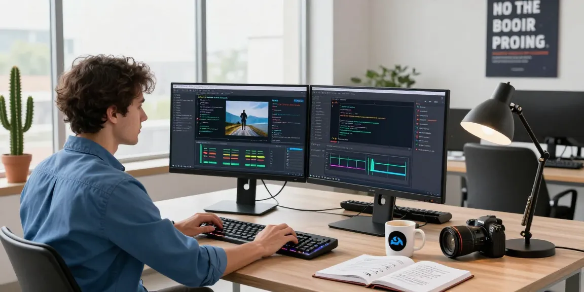 AI image detector software in action on monitors with analysis results in a modern workspace.