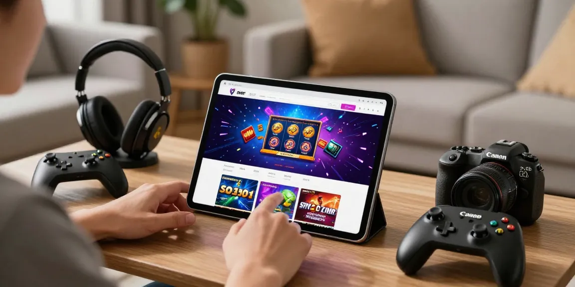 Pasar88 menampilkan pemain online yang sedang menjelajahi permainan slot di tablet dalam suasana nyaman.