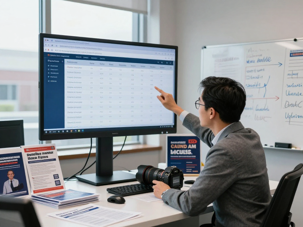Campaign strategist utilizing generative engine optimization political data to target voters effectively.
